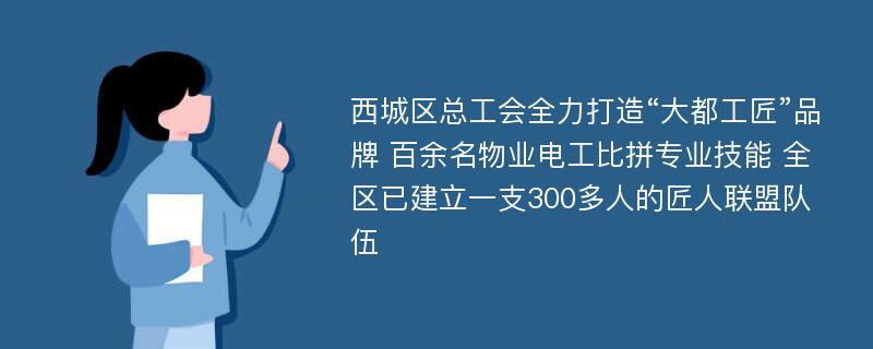 西城区总工会全力打造“大都工匠”品牌 百余名物业电工比拼专业技能 全区已建立一支300多人的匠人联盟队伍