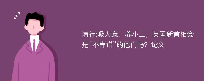 清行:吸大麻、养小三，英国新首相会是“不靠谱”的他们吗？论文