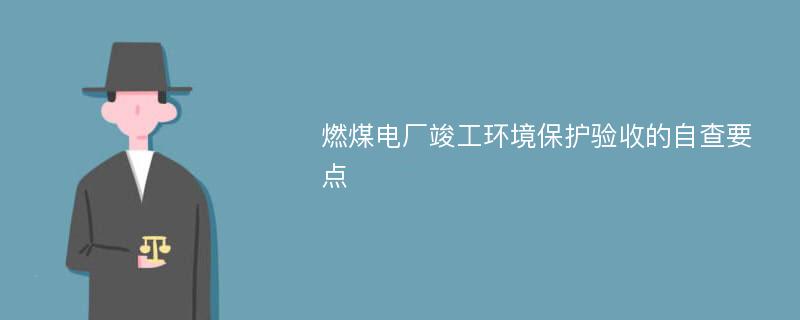 燃煤电厂竣工环境保护验收的自查要点