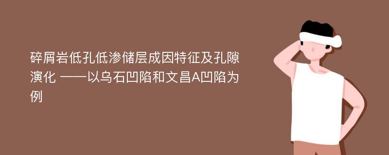 碎屑岩低孔低渗储层成因特征及孔隙演化 ——以乌石凹陷和文昌A凹陷为例