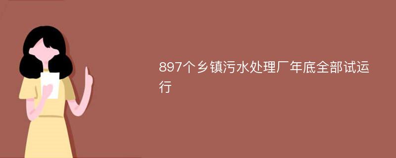 897个乡镇污水处理厂年底全部试运行