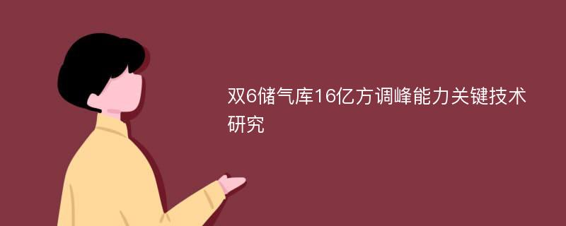 双6储气库16亿方调峰能力关键技术研究