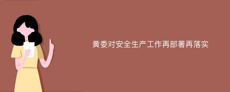 黄委对安全生产工作再部署再落实