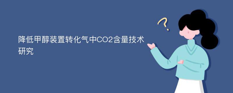 降低甲醇装置转化气中CO2含量技术研究