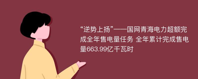 “逆势上扬”——国网青海电力超额完成全年售电量任务 全年累计完成售电量663.99亿千瓦时