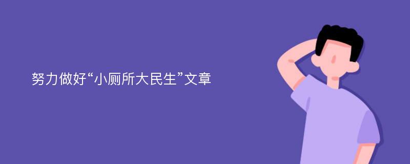 努力做好“小厕所大民生”文章