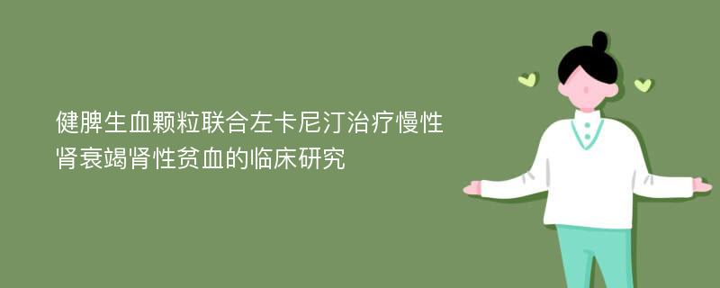 健脾生血颗粒联合左卡尼汀治疗慢性肾衰竭肾性贫血的临床研究