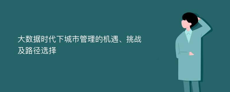 大数据时代下城市管理的机遇、挑战及路径选择