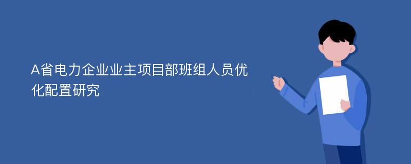 A省电力企业业主项目部班组人员优化配置研究