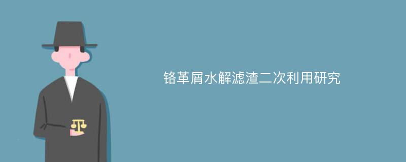 铬革屑水解滤渣二次利用研究