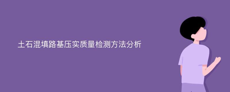 土石混填路基压实质量检测方法分析