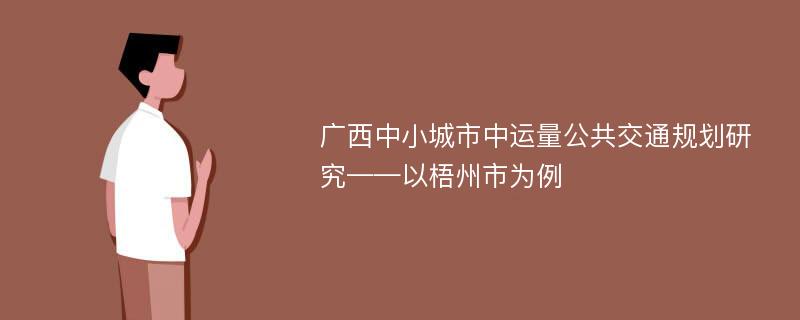 广西中小城市中运量公共交通规划研究——以梧州市为例