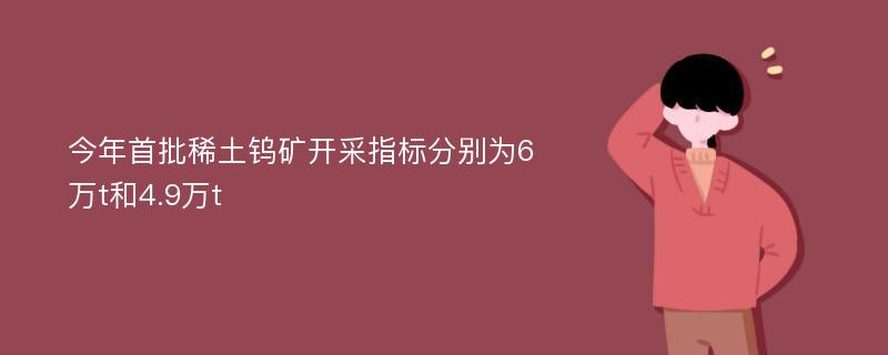 今年首批稀土钨矿开采指标分别为6万t和4.9万t