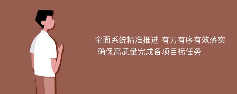 全面系统精准推进 有力有序有效落实 确保高质量完成各项目标任务