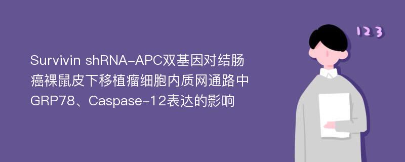 Survivin shRNA-APC双基因对结肠癌裸鼠皮下移植瘤细胞内质网通路中GRP78、Caspase-12表达的影响