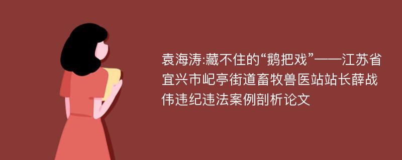 袁海涛:藏不住的“鹅把戏”——江苏省宜兴市屺亭街道畜牧兽医站站长薛战伟违纪违法案例剖析论文