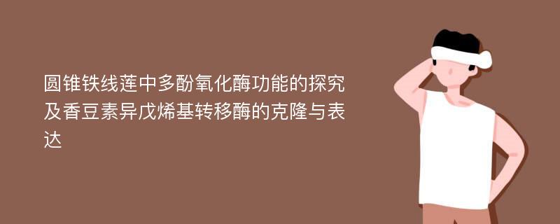 圆锥铁线莲中多酚氧化酶功能的探究及香豆素异戊烯基转移酶的克隆与表达