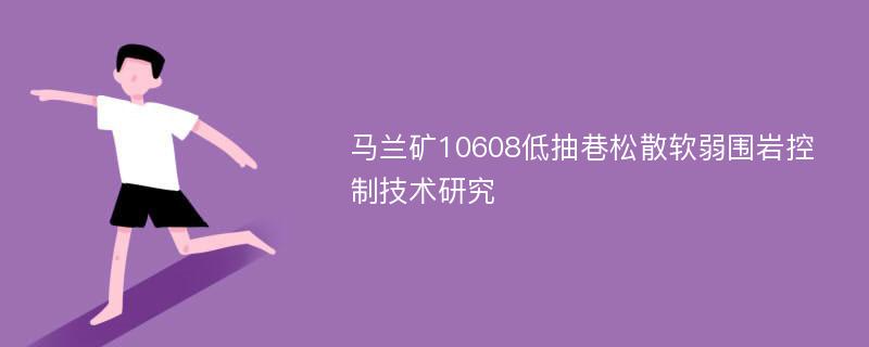 马兰矿10608低抽巷松散软弱围岩控制技术研究