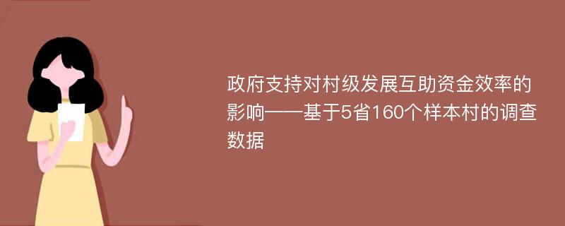 政府支持对村级发展互助资金效率的影响——基于5省160个样本村的调查数据