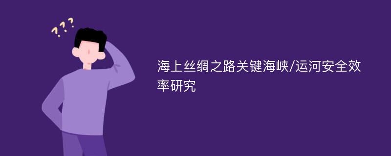 海上丝绸之路关键海峡/运河安全效率研究