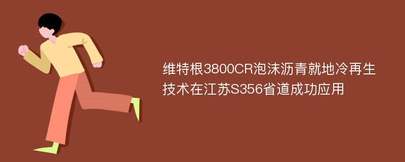 维特根3800CR泡沫沥青就地冷再生技术在江苏S356省道成功应用