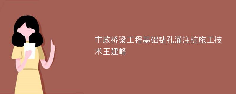 市政桥梁工程基础钻孔灌注桩施工技术王建峰