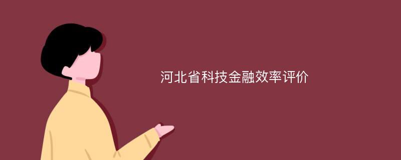 河北省科技金融效率评价