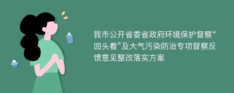 我市公开省委省政府环境保护督察“回头看”及大气污染防治专项督察反馈意见整改落实方案