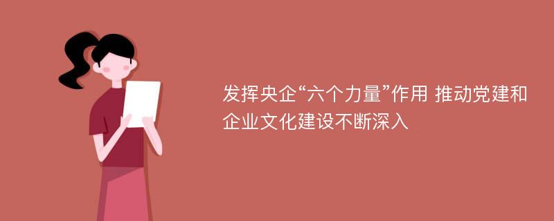 发挥央企“六个力量”作用 推动党建和企业文化建设不断深入