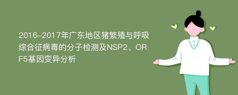 2016-2017年广东地区猪繁殖与呼吸综合征病毒的分子检测及NSP2、ORF5基因变异分析