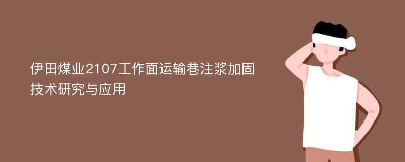 伊田煤业2107工作面运输巷注浆加固技术研究与应用