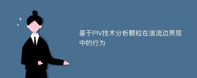 基于PIV技术分析颗粒在湍流边界层中的行为