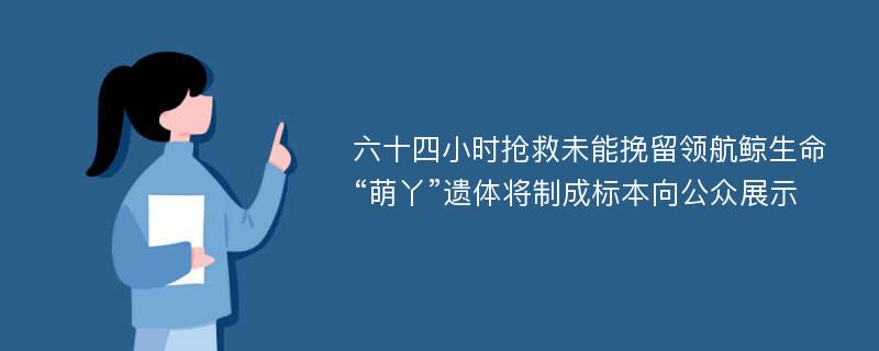 六十四小时抢救未能挽留领航鲸生命 “萌丫”遗体将制成标本向公众展示