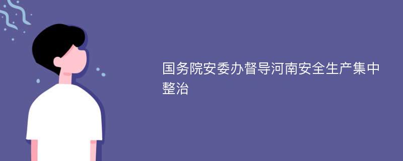 国务院安委办督导河南安全生产集中整治