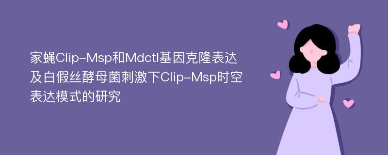 家蝇Clip-Msp和Mdctl基因克隆表达及白假丝酵母菌刺激下Clip-Msp时空表达模式的研究