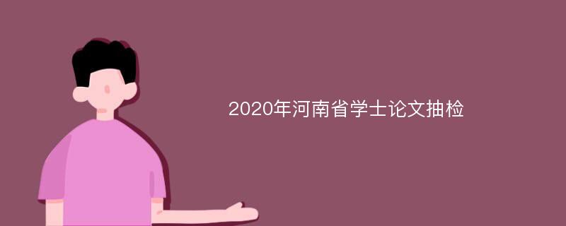 2020年河南省学士论文抽检