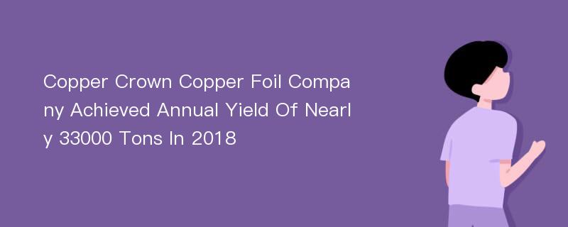 Copper Crown Copper Foil Company Achieved Annual Yield Of Nearly 33000 Tons In 2018