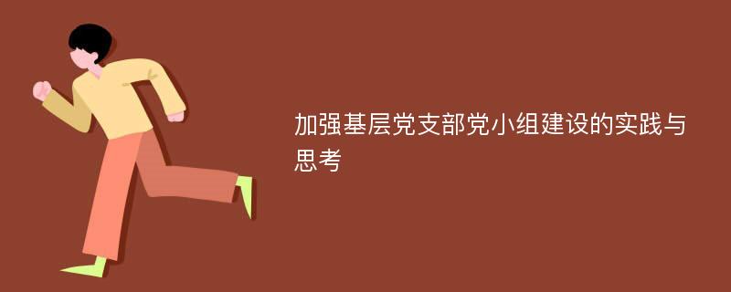 加强基层党支部党小组建设的实践与思考