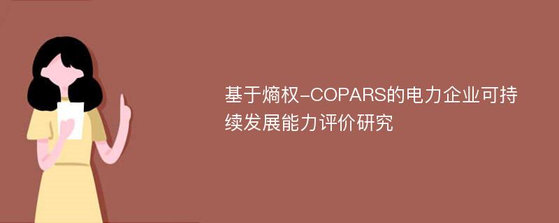 基于熵权-COPARS的电力企业可持续发展能力评价研究