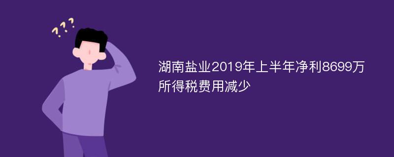 湖南盐业2019年上半年净利8699万所得税费用减少