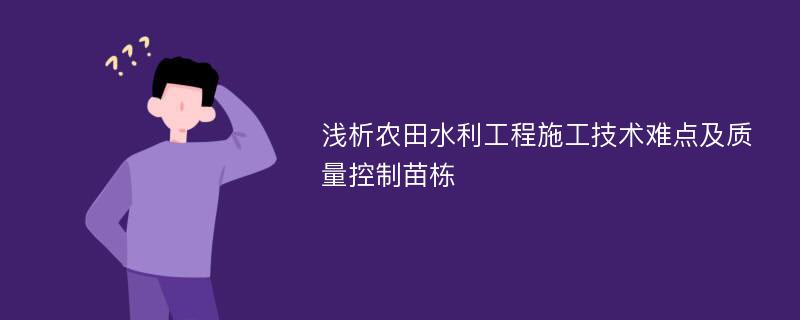 浅析农田水利工程施工技术难点及质量控制苗栋