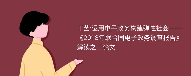 丁艺:运用电子政务构建弹性社会——《2018年联合国电子政务调查报告》解读之二论文