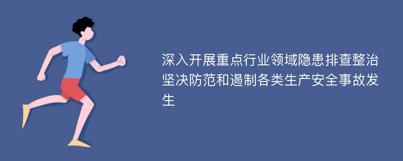 深入开展重点行业领域隐患排查整治 坚决防范和遏制各类生产安全事故发生