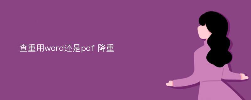 查重用word还是pdf 降重