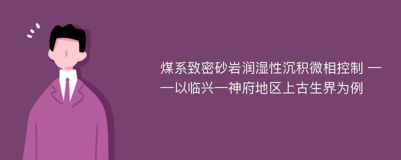 煤系致密砂岩润湿性沉积微相控制 ——以临兴—神府地区上古生界为例