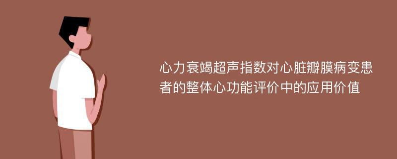 心力衰竭超声指数对心脏瓣膜病变患者的整体心功能评价中的应用价值