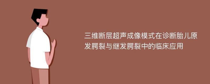 三维断层超声成像模式在诊断胎儿原发腭裂与继发腭裂中的临床应用