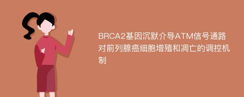 BRCA2基因沉默介导ATM信号通路对前列腺癌细胞增殖和凋亡的调控机制