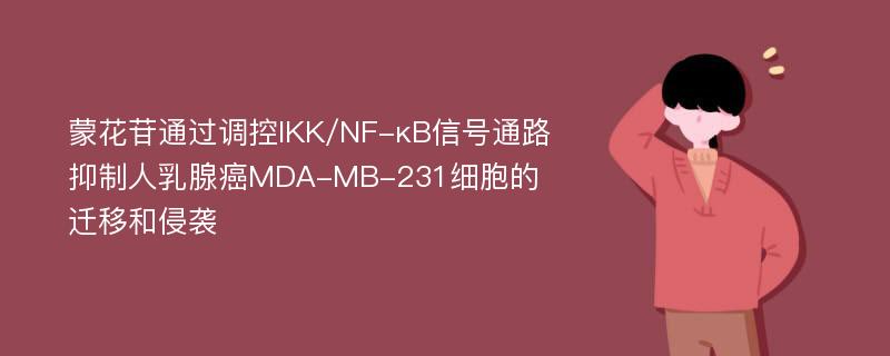 蒙花苷通过调控IKK/NF-κB信号通路抑制人乳腺癌MDA-MB-231细胞的迁移和侵袭