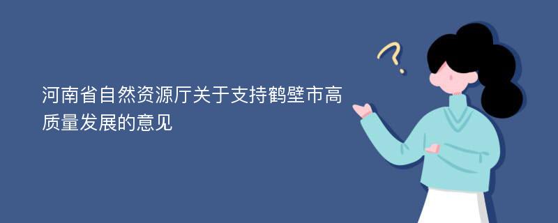 河南省自然资源厅关于支持鹤壁市高质量发展的意见